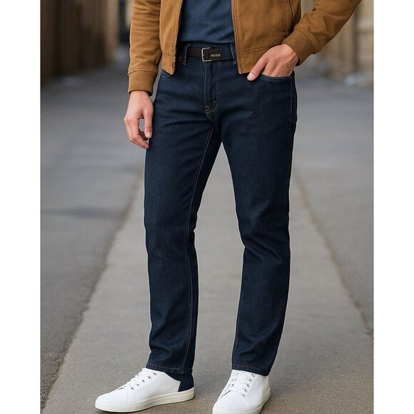 Six Lincoln New York MENs Slim Fit Jeans Size 32 Dark Wash Denim Casual Pants - Picture 1 of 12